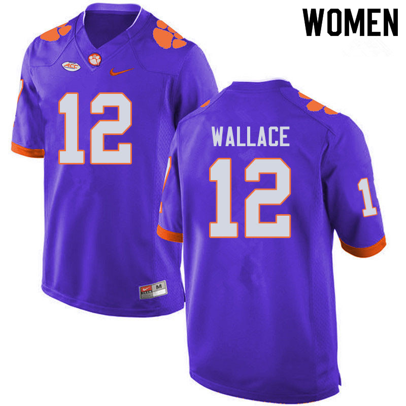 Women #12 K'Von Wallace Clemson Tigers College Football Jerseys Sale-Purple - Click Image to Close